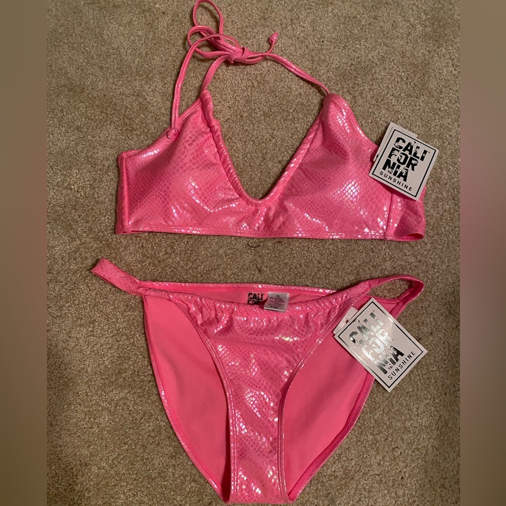Shimmery Pink Bikini Set